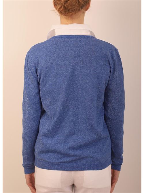 cardigan sartoriale in lurex blu Art Tricot | CARDIGANLUREXBLU